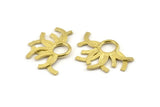 Brass Badge Charm, Raw Brass Rosette Charms, Pendants, Earrings, Findings (35x24mm) N0969