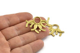 Brass Badge Charm, Raw Brass Rosette Charms, Pendants, Earrings, Findings (35x24mm) N0969