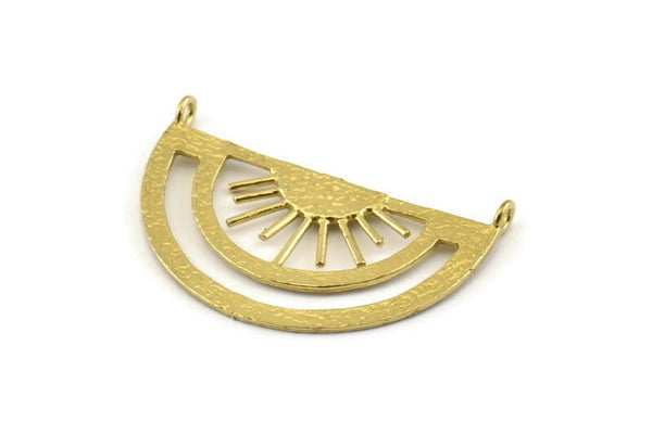 Brass Sun Pendant, Raw Brass Sunshine Pendant With 2 Loops (37x21x0.80mm) N0970