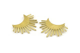 Moon and Sun, Raw Brass Crescent Moon and Semi Sun Ethnic Pendants With 2 Loops, Findings, Charms (37x21x0.80mm) N0976