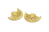 Brass Ethnic Pendant, Raw Brass Semi Circle Pendant With 2 Loops (30x22mm) N0973
