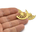 Brass Ethnic Pendant, Raw Brass Semi Circle Pendant With 2 Loops (30x22mm) N0973