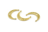 Moon Phases Pendant, Raw Brass Crescent Pendants With 2 Loops, Earring Findings (25x6x1mm) N0992