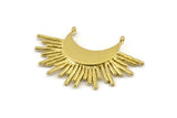 Brass Sun Pendant, Raw Brass Crescent Moon and Sun Pendants With 2 Loops, Findings, Charms (44x19x1.5mm) N0990