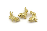 Brass Rabbit Charm, Raw Brass Rabbit Charm Earrings With 1 Loop, Pendants, Findings (12x18mm) N0996