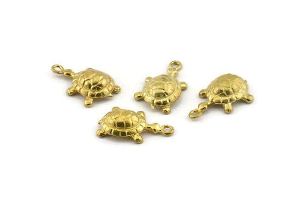 Brass Turtle Charm, Raw Brass Turtle Charm Earrings With 1 Loop, Pendants, Findings (10x18mm) N0997