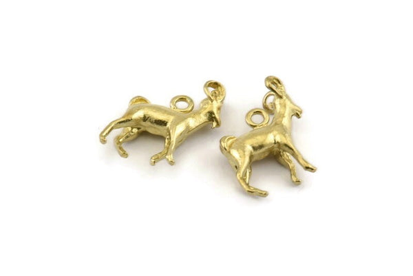 Brass Goat Charm, Raw Brass Goat Charm Earrings With 1 Loop, Pendants, Findings (13x16mm) N0998