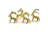 Brass Goat Charm, Raw Brass Mountain Goat Charm Earrings With 1 Loop, Pendants, Findings (17x20mm) N0999