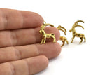 Brass Goat Charm, Raw Brass Mountain Goat Charm Earrings With 1 Loop, Pendants, Findings (17x20mm) N0999