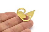 Brass Drop Charm, 12 Raw Brass Drop Charms With 1 Loop (28x16x0.80mm) A1607