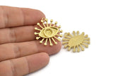 Brass Eye Charm, Raw Brass Eye Charms With 1 Loop, Pendants (28x26x2mm) N1371