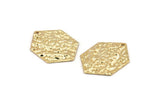 Gold Hexagon Charm, 2 Hammered Gold Plated Brass Hexagon Charms With 1 Hole, Findings (29x21x1mm) D1019 Q0853