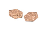Rose Gold Hexagon Charm, 2 Hammered Rose Gold Plated Brass Hexagon Charms With 1 Hole, Findings (29x21x1mm) D1019 Q0853