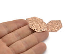 Rose Gold Hexagon Charm, 2 Hammered Rose Gold Plated Brass Hexagon Charms With 1 Hole, Findings (29x21x1mm) D1019 Q0853