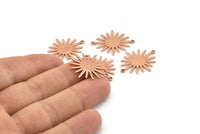 Gül Altın Sunny Konnektör, 2 Döngülü 4 Gül Altın Kaplamalı Pirinç Dokulu Sunny Konnektör (27x22x1mm) D0559 Q0650