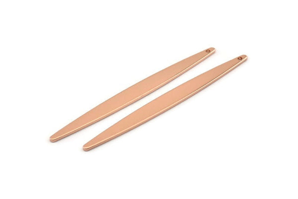 Rose Gold Necklace Bar, 2 Rose Gold Plated Brass Bar Charms With 1 Hole, Earrings, Pendants (62x6x1mm) D0688 Q0757