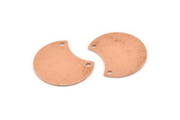 Bakır Ay Tılsımı, 2 Delikli 12 Ham Bakır Hilal Ay Tılsımı, Bağlantı Parçaları (20x15x0,70 mm) M613