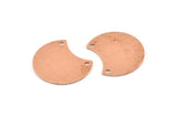 Bakır Ay Tılsımı, 2 Delikli 12 Ham Bakır Hilal Ay Tılsımı, Bağlantı Parçaları (20x15x0,70 mm) M613