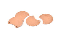 Bakır Ay Tılsımı, 2 Delikli 12 Ham Bakır Hilal Ay Tılsımı, Bağlantı Parçaları (20x15x0,70 mm) M613