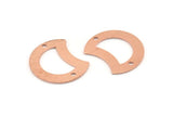 Copper Moon Charm, 12 Raw Copper Crescent Moon Charms With 2 Holes, Connectors (20x15x0.70mm) M620