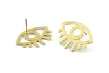 Brass Eye Earring, 4 Raw Brass Eye Stud Earrings (29x1mm) N1030