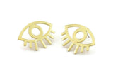 Brass Eye Earring, 4 Raw Brass Eye Stud Earrings (29x1mm) N1030