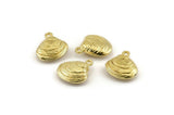 Brass Shell Charm, Raw Brass Shell Charms With 1 Loop, Earrings, Findings (14x9mm) N1047