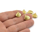 Brass Shell Charm, Raw Brass Shell Charms With 1 Loop, Earrings, Findings (14x9mm) N1047