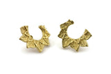 Brass Leaf Earring, 4 Raw Brass Leaf Stud Earrings (17x21mm) N1046