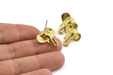 Brass Elephant Earring, 4 Raw Brass Elephant Stud Earrings (19mm) N1042