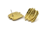 Brass Square Earring, 2 Raw Brass Square Stud Earrings (19x23mm) N1057