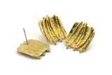 Brass Square Earring, 2 Raw Brass Square Stud Earrings (19x23mm) N1057