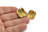 Brass Square Earring, 2 Raw Brass Square Stud Earrings (19x23mm) N1057