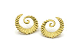 Brass Horn Earring, 4 Raw Brass Wawe Stud Earrings (23x21x1.5mm) N1053