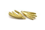 Brass Hand Charm, Raw Brass Hand Charms With 1 Loop, Pendants, Earrings, Findings (37x15mm) N1055