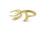 Brass Moon Ring, Raw Brass 6 Claw Ring For Natural Stones N1052