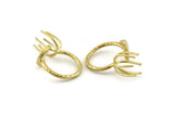 Brass Moon Ring, Raw Brass 6 Claw Ring For Natural Stones N1052