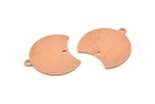 Copper Moon Charm, 12 Raw Copper Crescent Moon Charms With 1 Loop And 1 Hole (20x20x0.70mm) M629