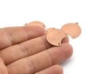 Copper Moon Charm, 12 Raw Copper Crescent Moon Charms With 1 Loop And 2 Holes (20x20x0.70mm) M631