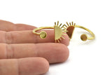 Brass Ring Settings, Raw Brass Moon And Sun Ring With 1 Stone Setting - Pad Size 4mm N1062