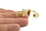 Brass Ring Settings, Raw Brass Moon And Sun Ring With 1 Stone Setting - Pad Size 4mm N1062