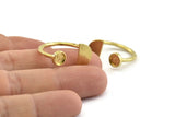 Brass Ring Settings, Raw Brass Moon And Planet Ring With 1 Stone Setting - Pad Size 5mm N1063