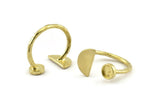 Brass Ring Settings, Raw Brass Moon And Planet Ring With 1 Stone Setting - Pad Size 5mm N1063