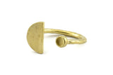 Brass Ring Settings, Raw Brass Moon And Planet Ring With 1 Stone Setting - Pad Size 3mm N1065