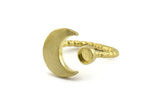 Brass Ring Settings, Raw Brass Moon And Planet Ring With 1 Stone Setting - Pad Size 4mm N1068