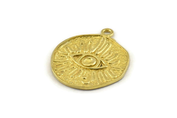 Brass Eye Charm, Raw Brass Eye Charms With 1 Loop, Pendants, Earrings (25x21x1.5mm) N1076