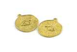 Brass Eye Charm, Raw Brass Eye Charms With 1 Loop, Pendants, Earrings (25x21x1.5mm) N1076