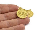 Brass Eye Charm, Raw Brass Eye Charms With 1 Loop, Pendants, Earrings (25x21x1.5mm) N1076
