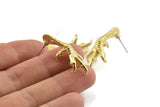 Brass Paw Earring, 2 Raw Brass Bird Paw Stud Earrings (33x15mm) N1078