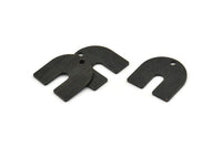 Black U Shape Charm, 12 Textured Oxidized Black Brass U Shaped Charms With 1 Hole, Blank (15x0.80mm) M332
